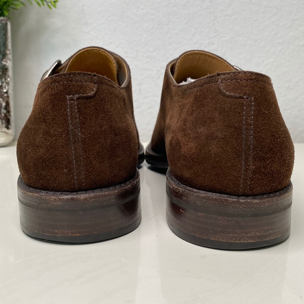 Gravati Split Toe Monk Strap Suede Dress Shoes Mens 8.5M Brown Leather Italy - Picture 6 of 12
